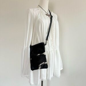 Myra brown and White Cowhide Crossbody Bag